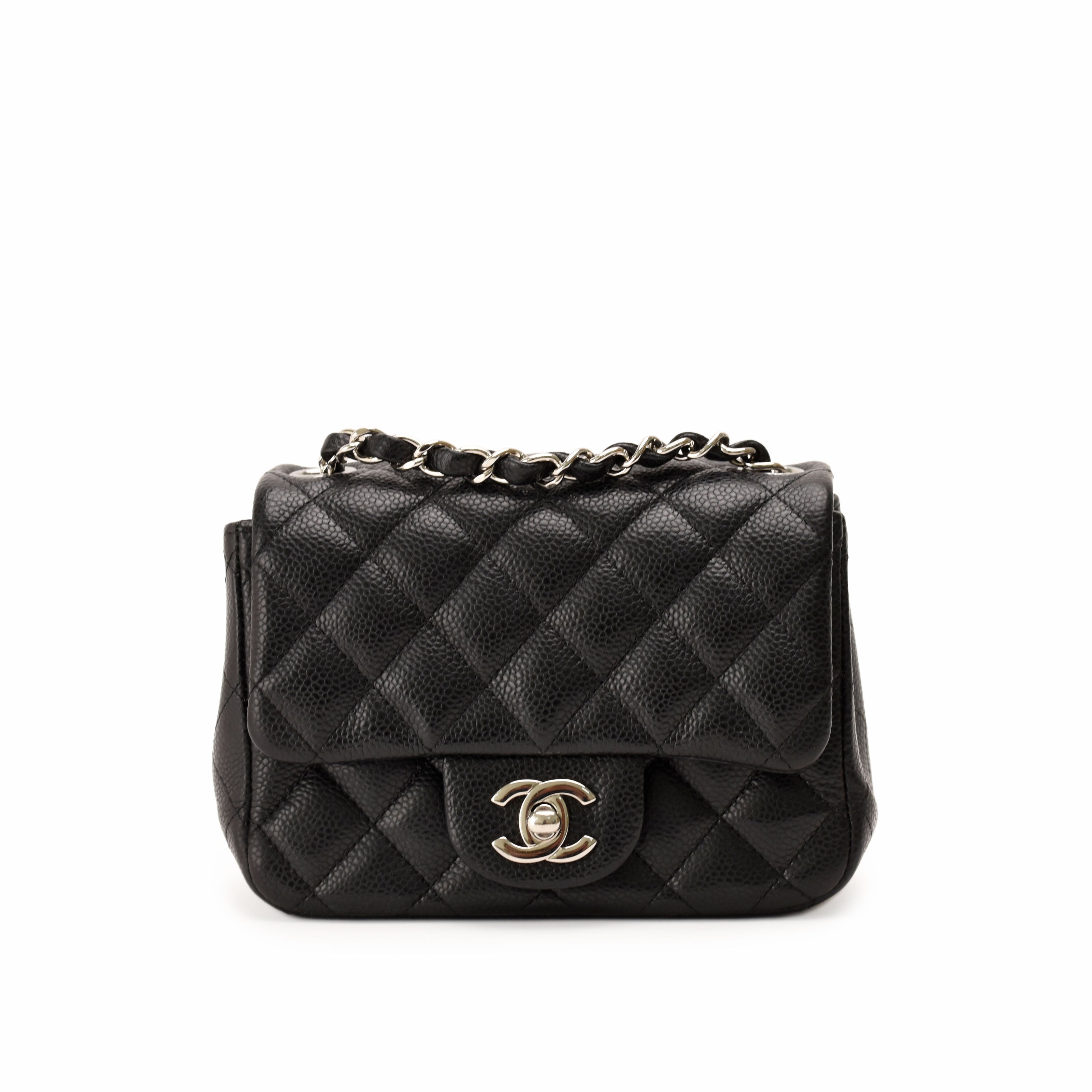 Chanel Mini Square Black Caviar SHW