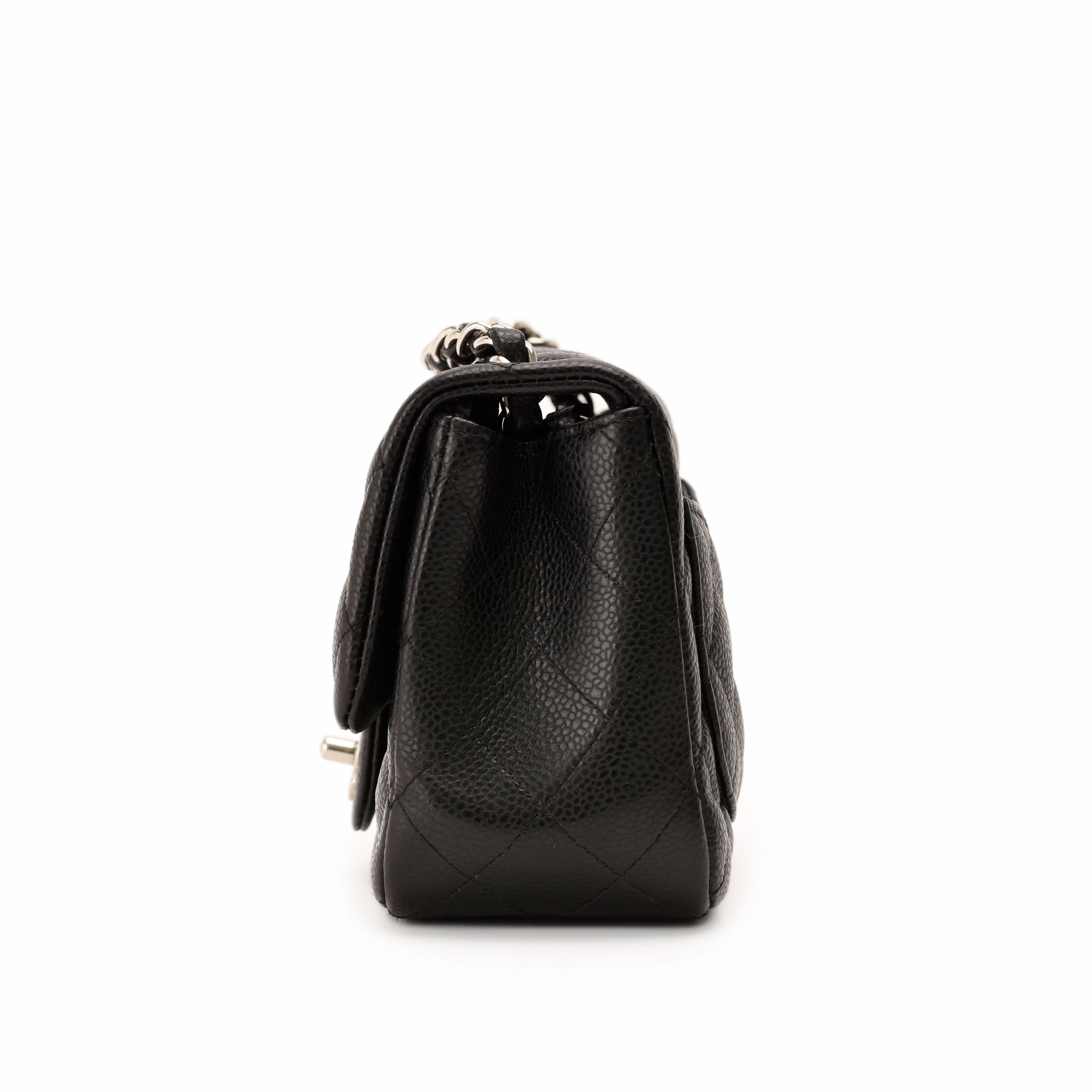Chanel Mini Square Black Caviar SHW