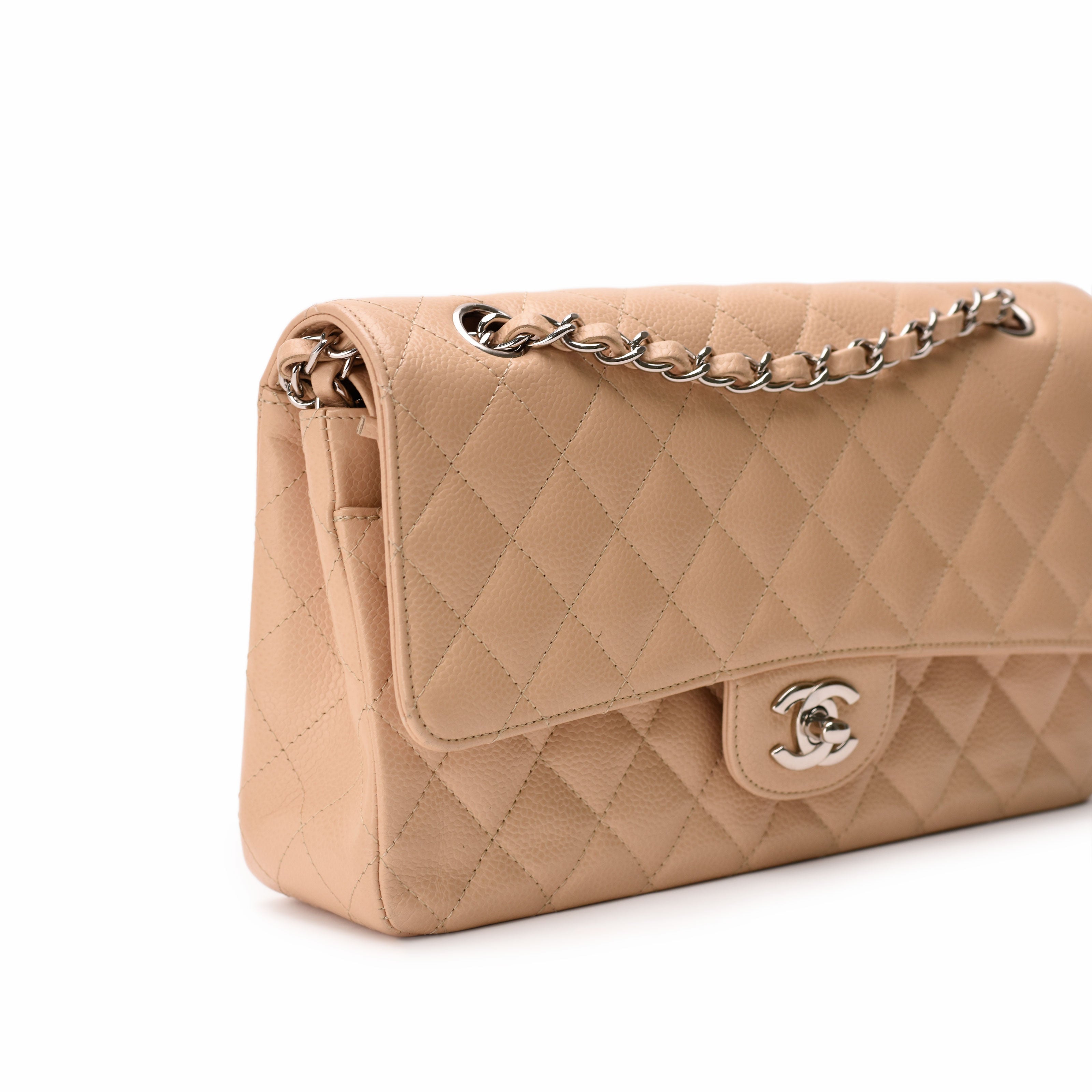 Chanel Timeless Medium Beige Caviar SHW
