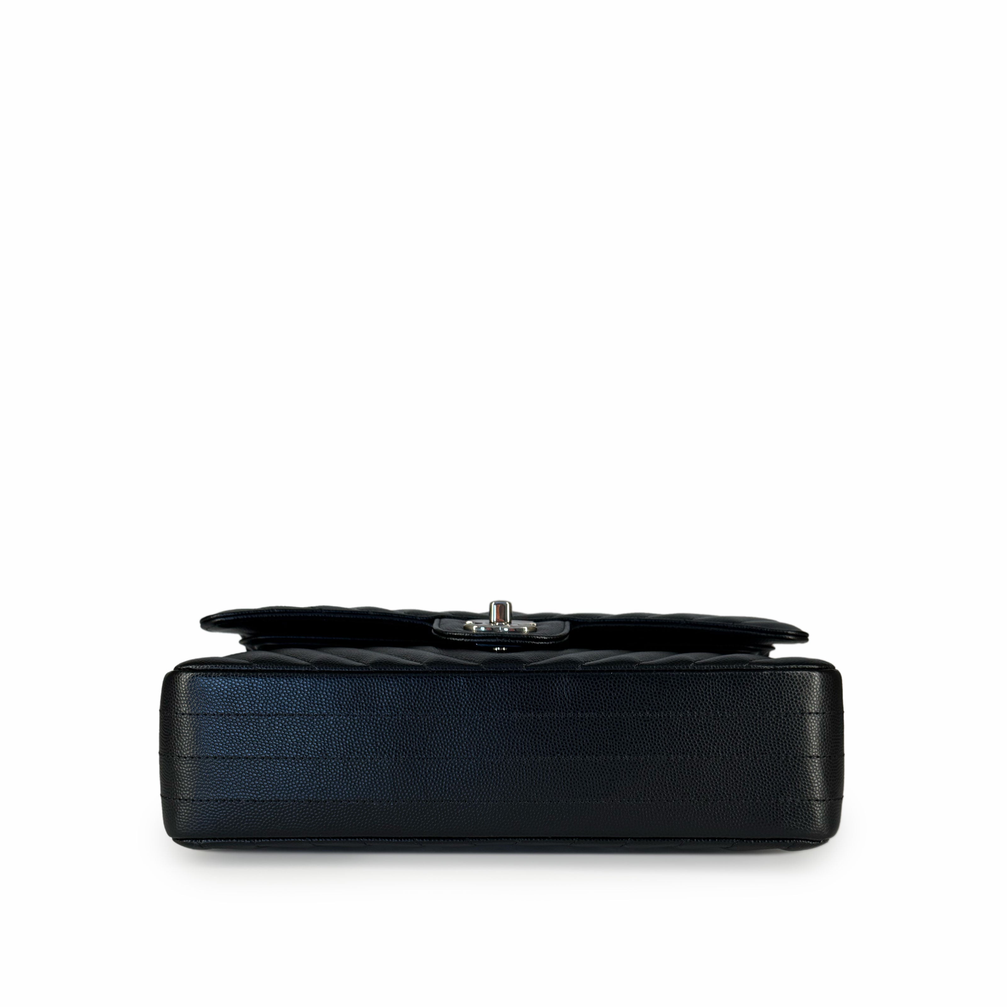 Chanel Timeless Medium Black Caviar Chevron SHW