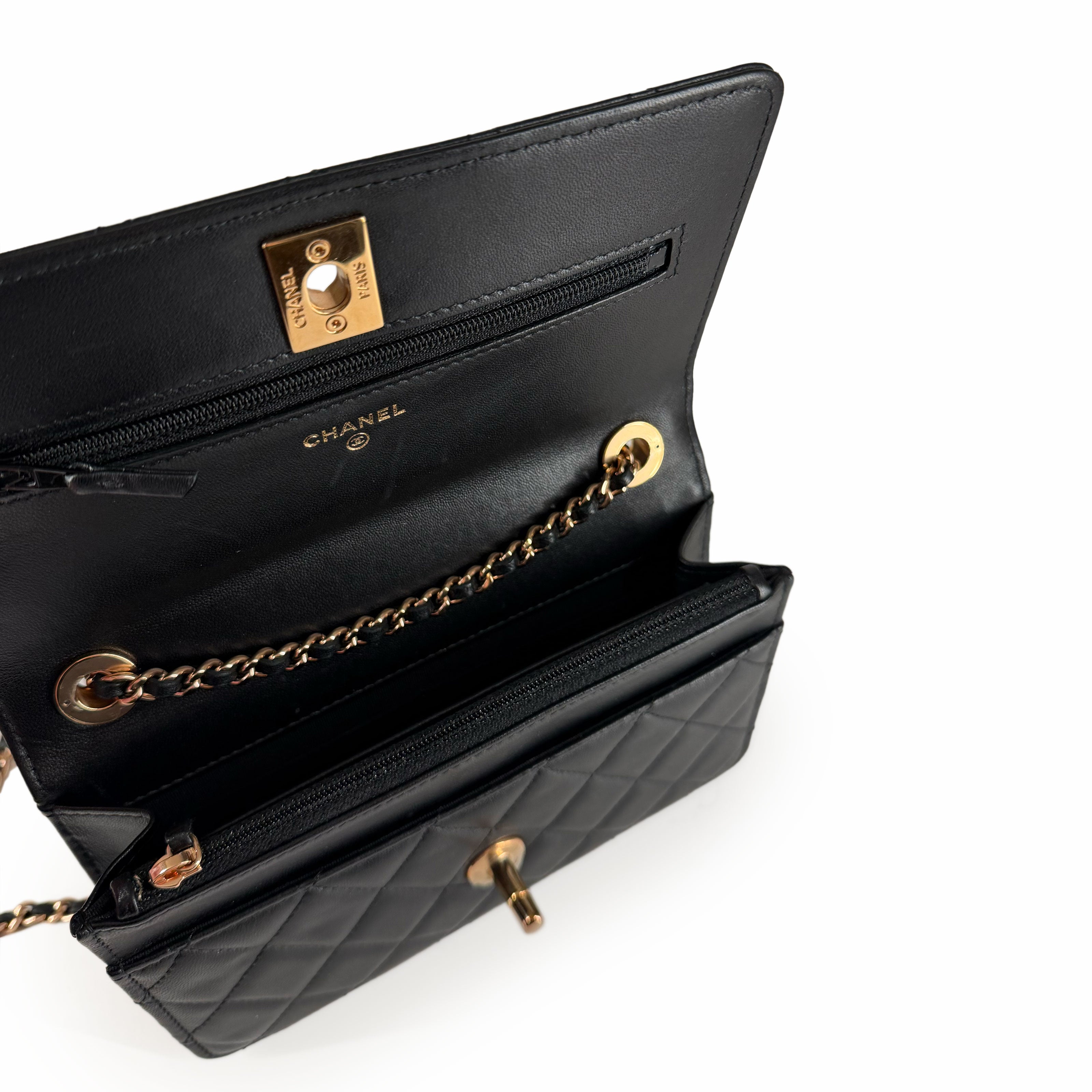 Chanel WOC Trendy Black Lambskin RoseHW