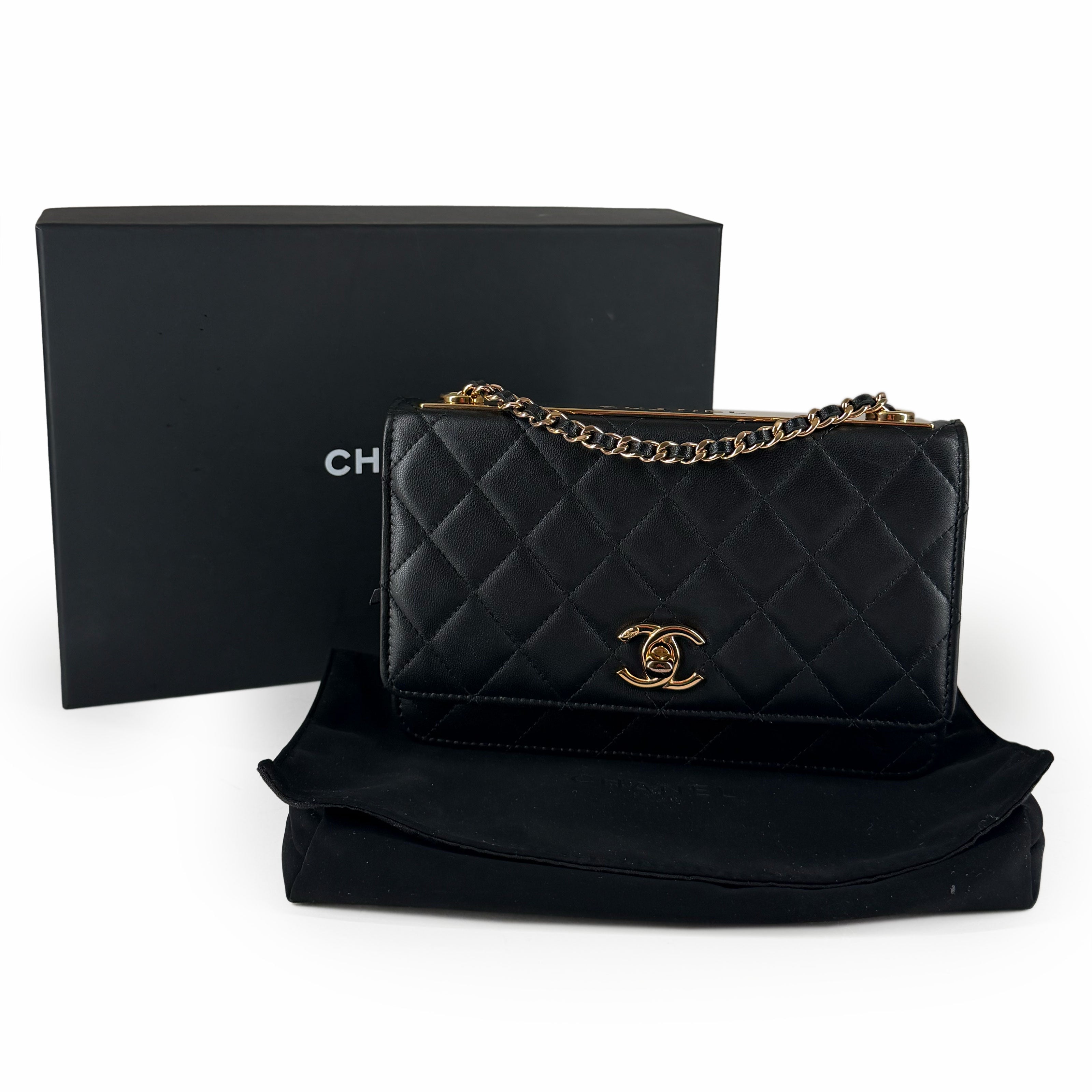 Chanel WOC Trendy Black Lambskin RoseHW