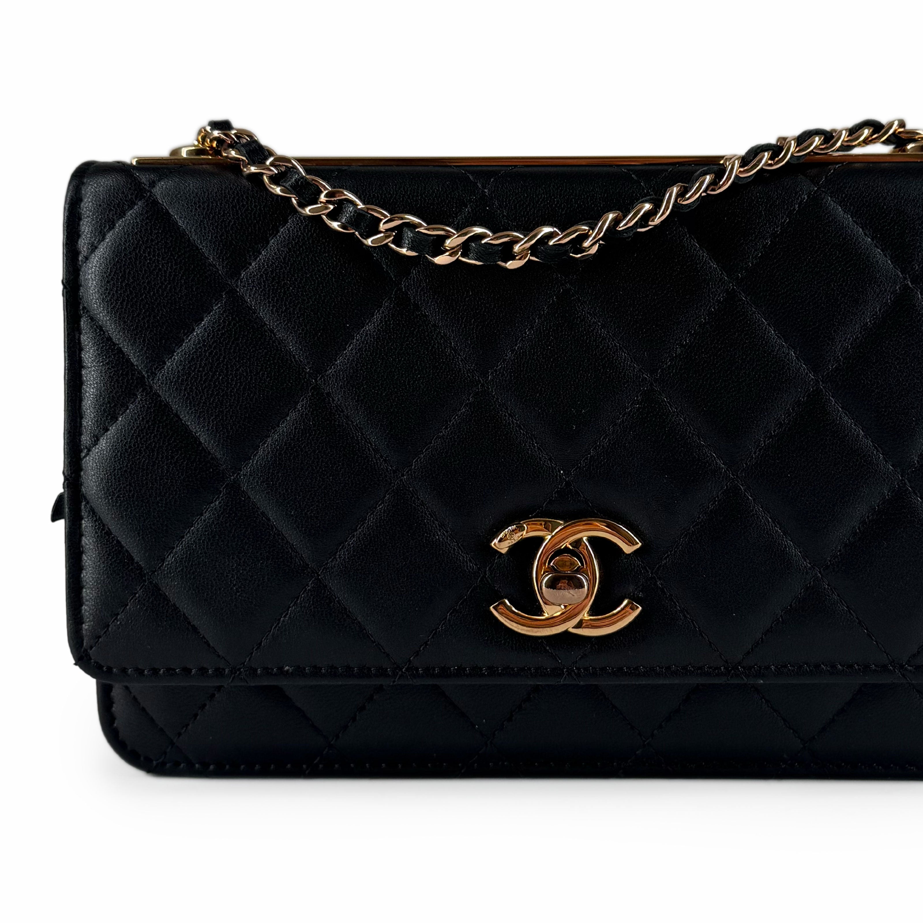 Chanel WOC Trendy Black Lambskin RoseHW