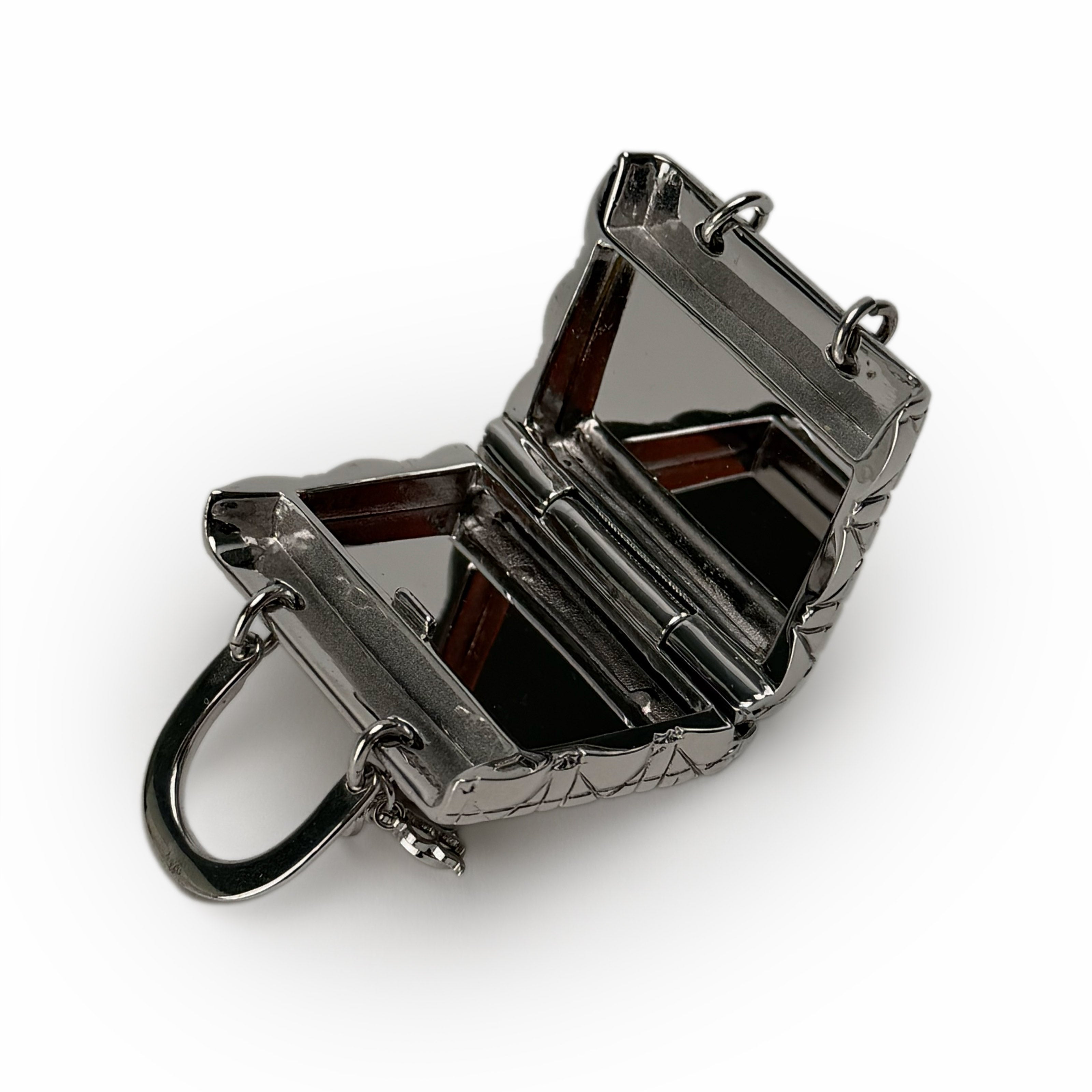 Dior Lady Dior Mirror Pill Case Silver