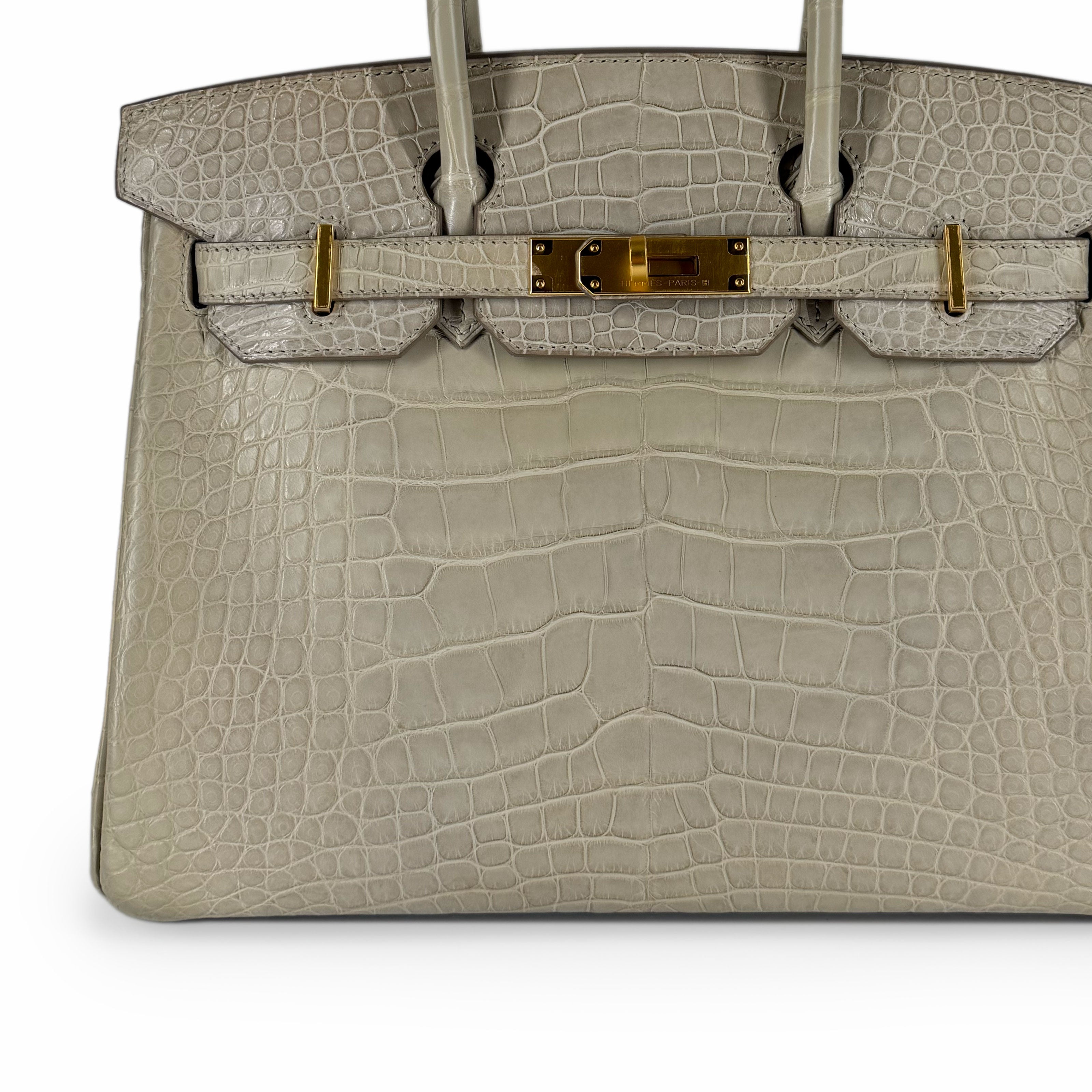Hermès Birkin 30 Beton Matte Alligator with Gold Hardware