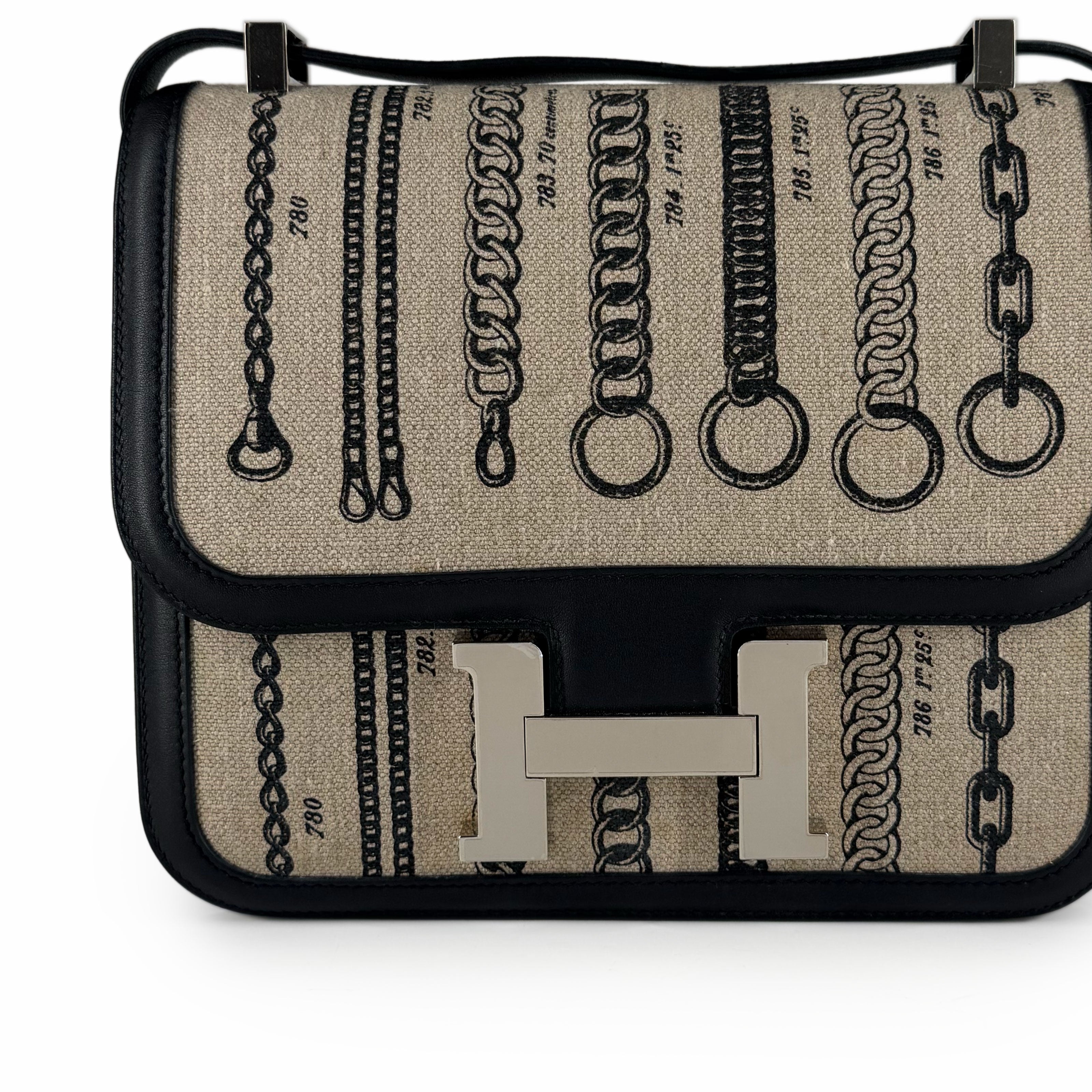 Hermès Constance 24 Toile De Camp Déchaînée and Black Swift Palladium Hardware