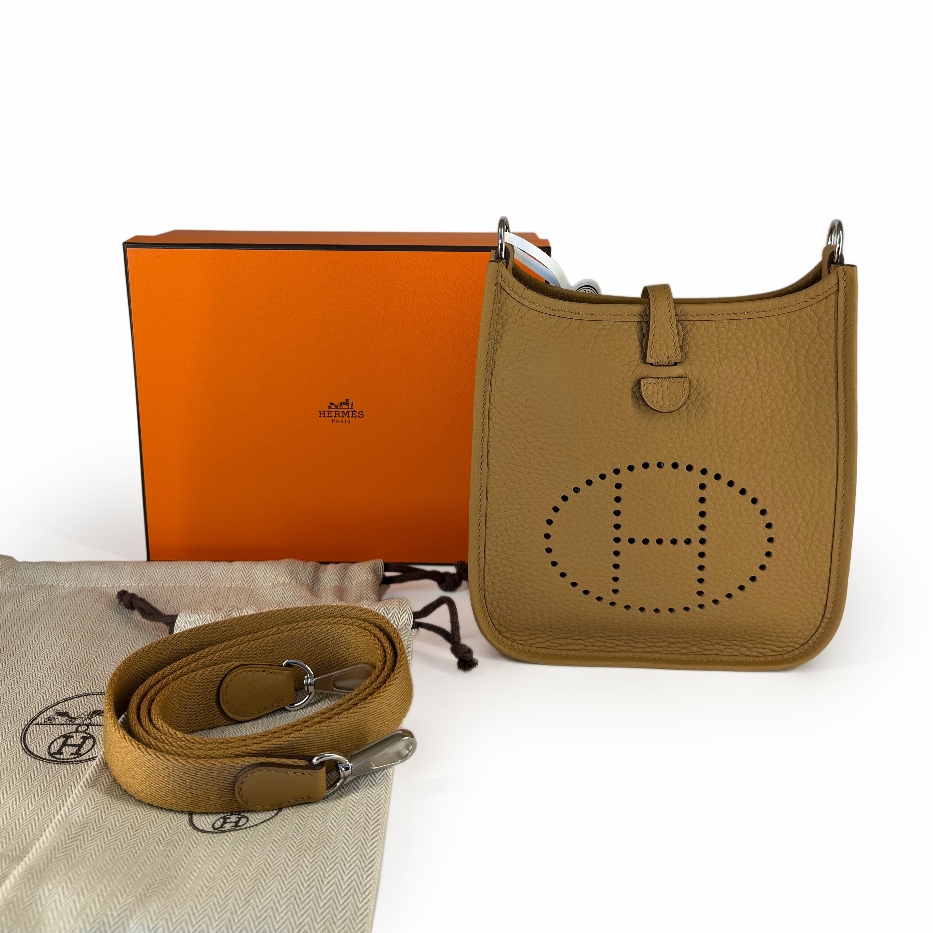 Hermès Mini Evelyne Biscuit Clemence PHW