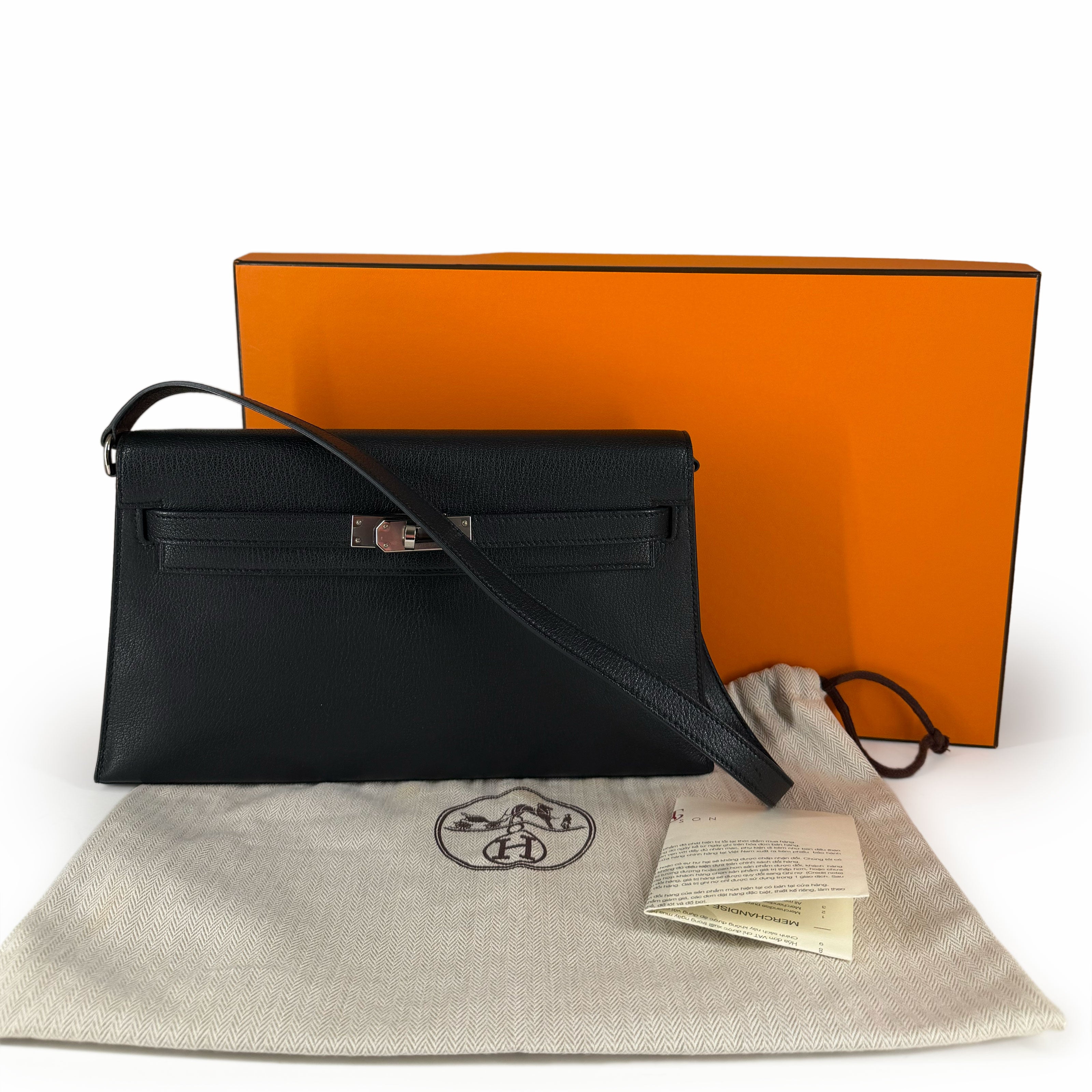 Hermès Kelly Elan Black Chamkila Goatskin PHW