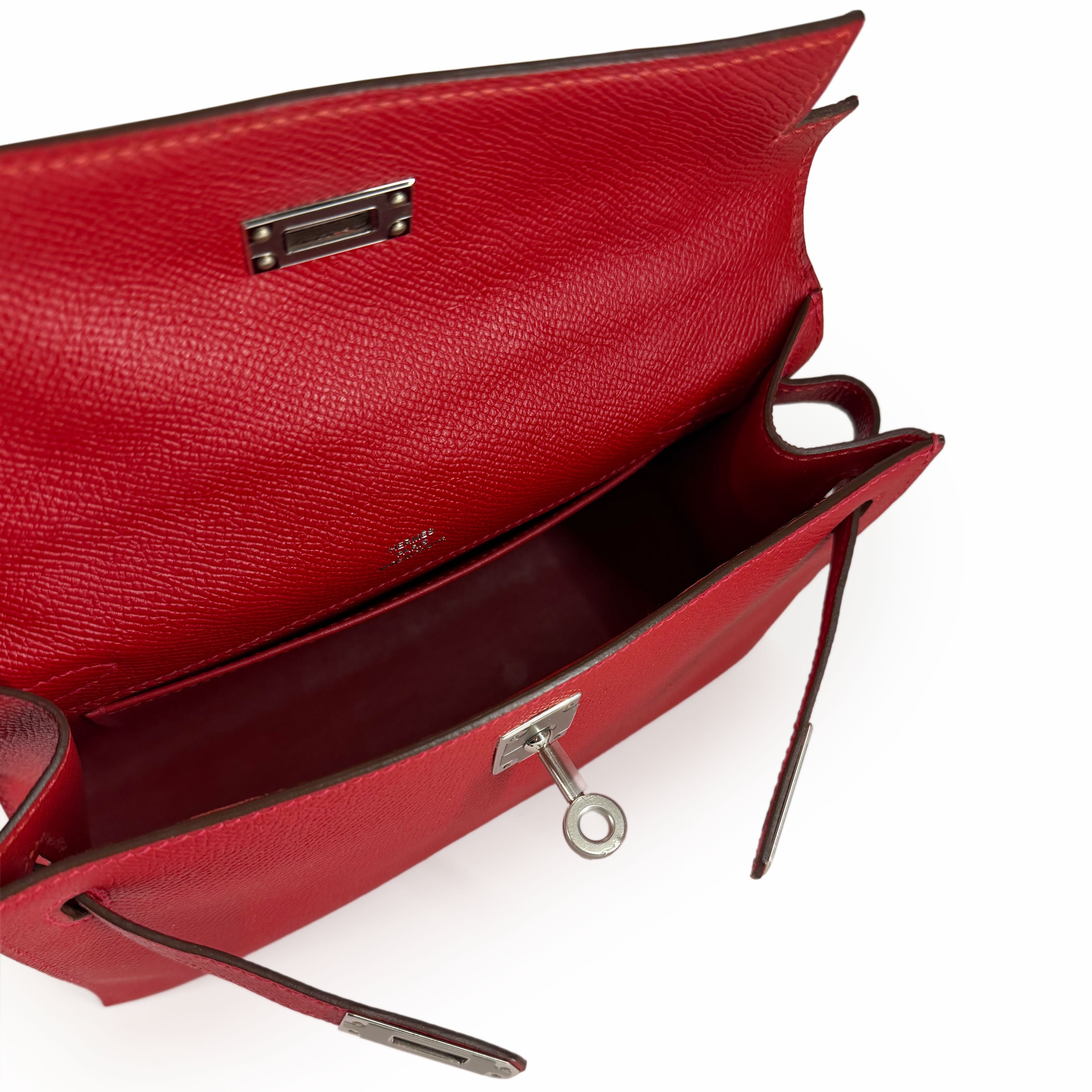 Hermès Kelly Pochette Rouge Casaque Epsom PHW