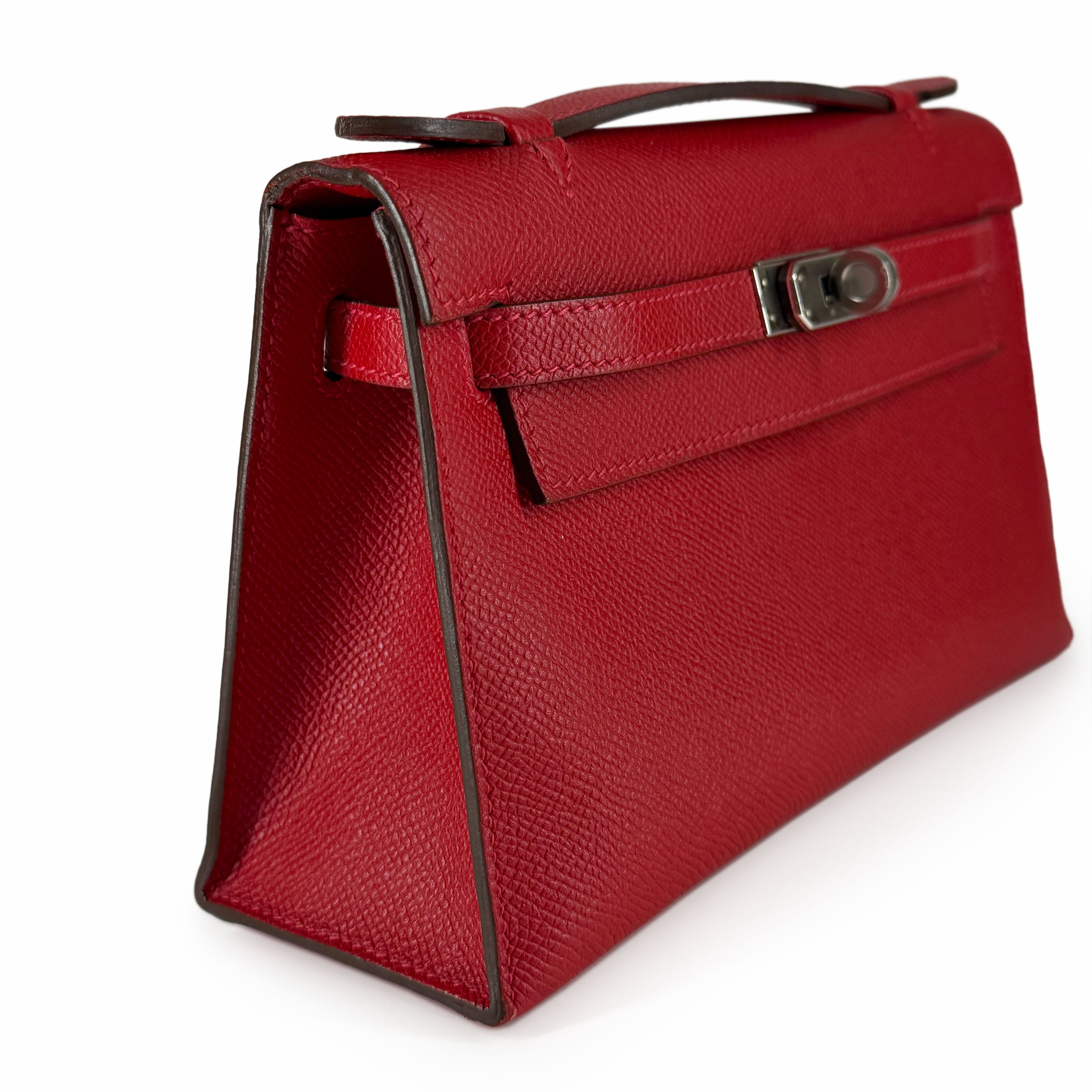 Hermès Kelly Pochette Rouge Casaque Epsom PHW