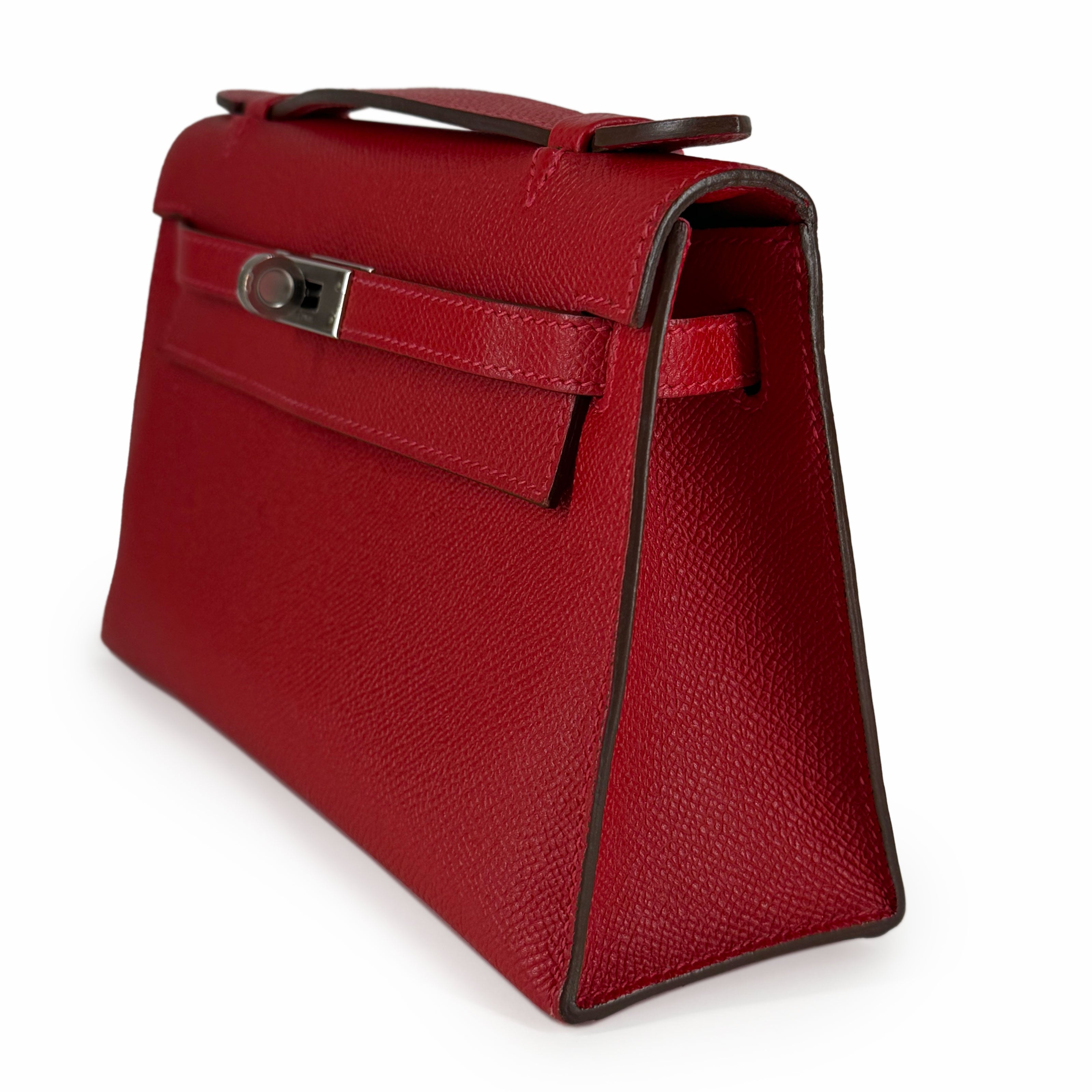 Hermès Kelly Pochette Rouge Casaque Epsom PHW