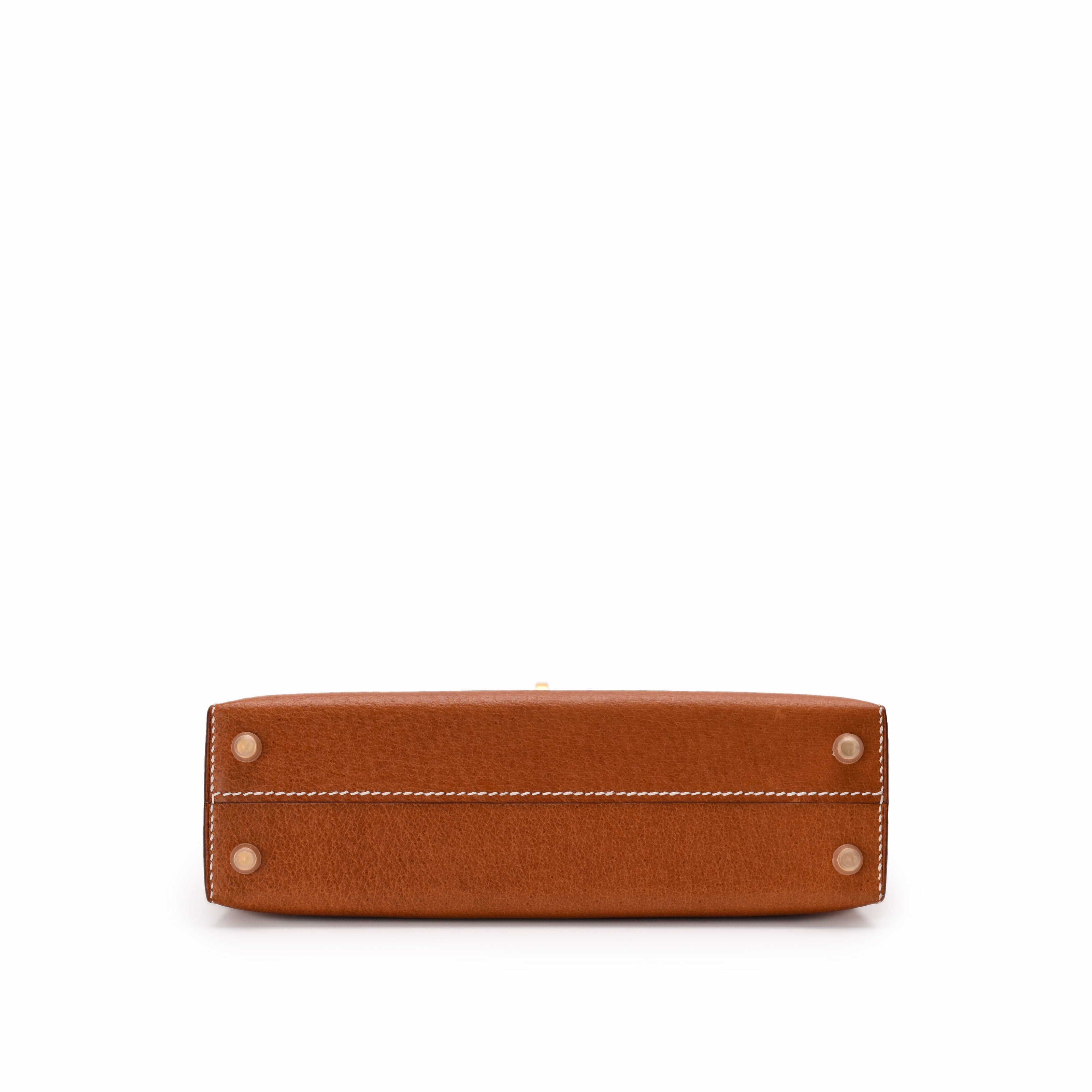 Hermès Mini Kelly Sellier Toffee Porc Leather GHW