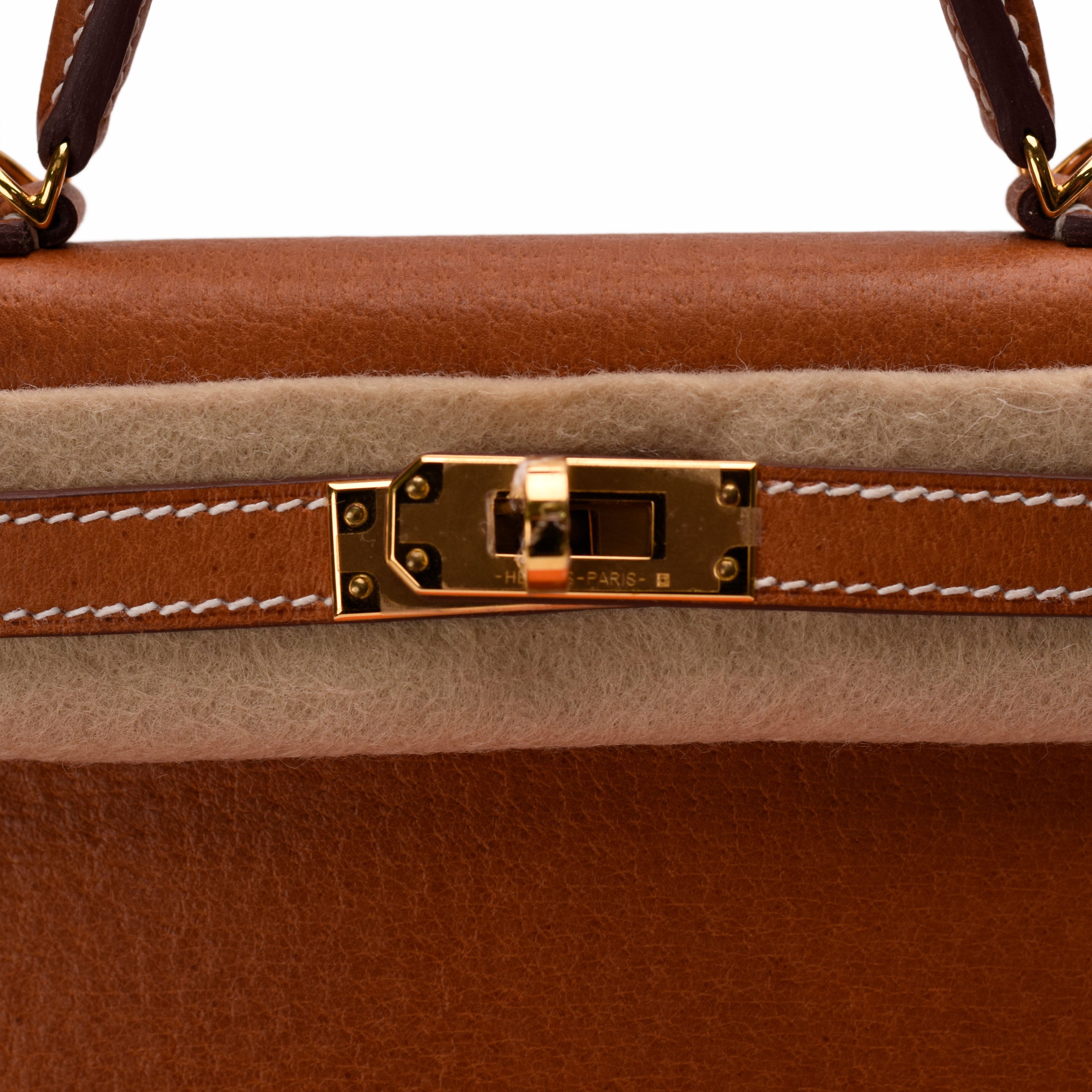 Hermès Mini Kelly Sellier Toffee Porc Leather GHW
