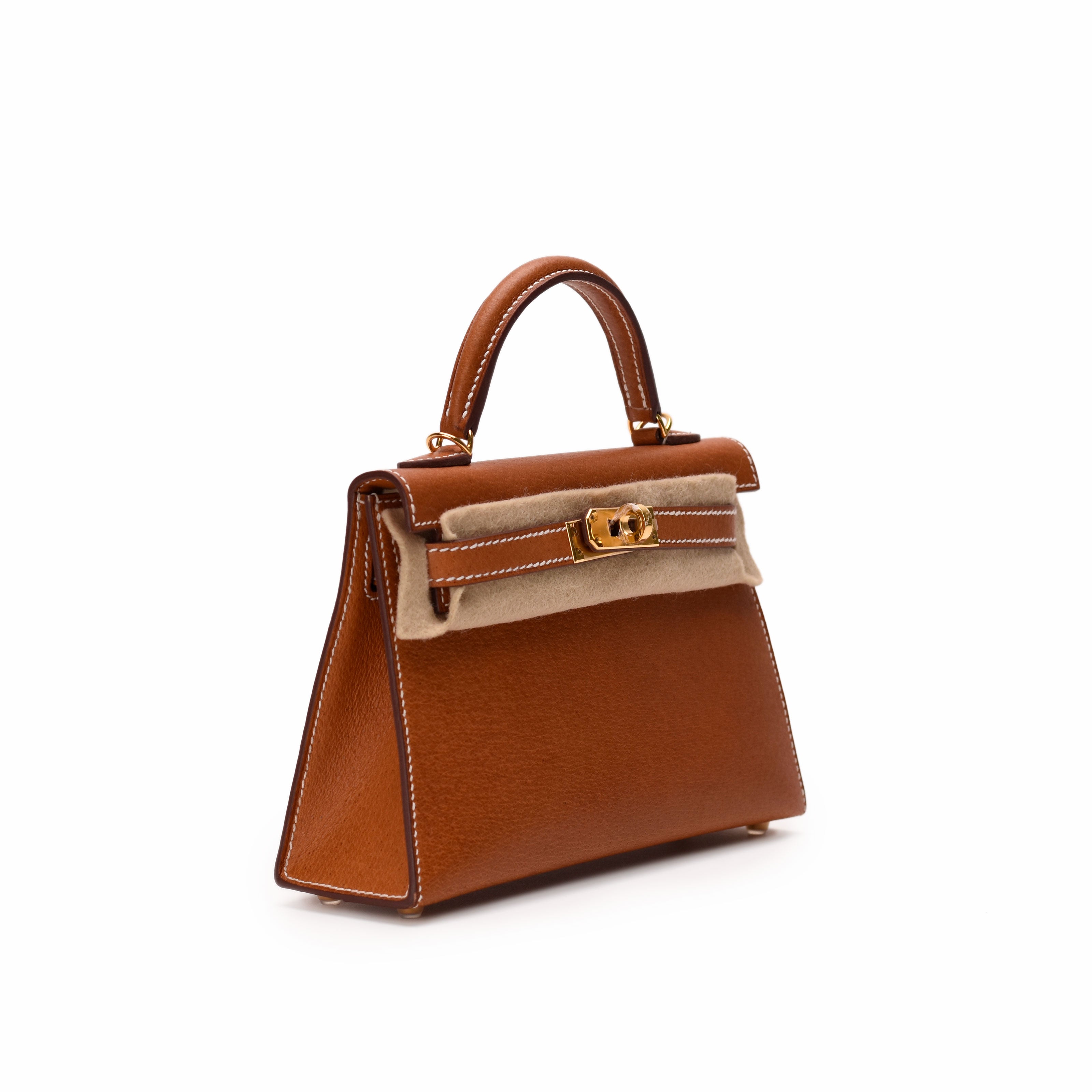 Hermès Mini Kelly Sellier Toffee Porc Leather GHW