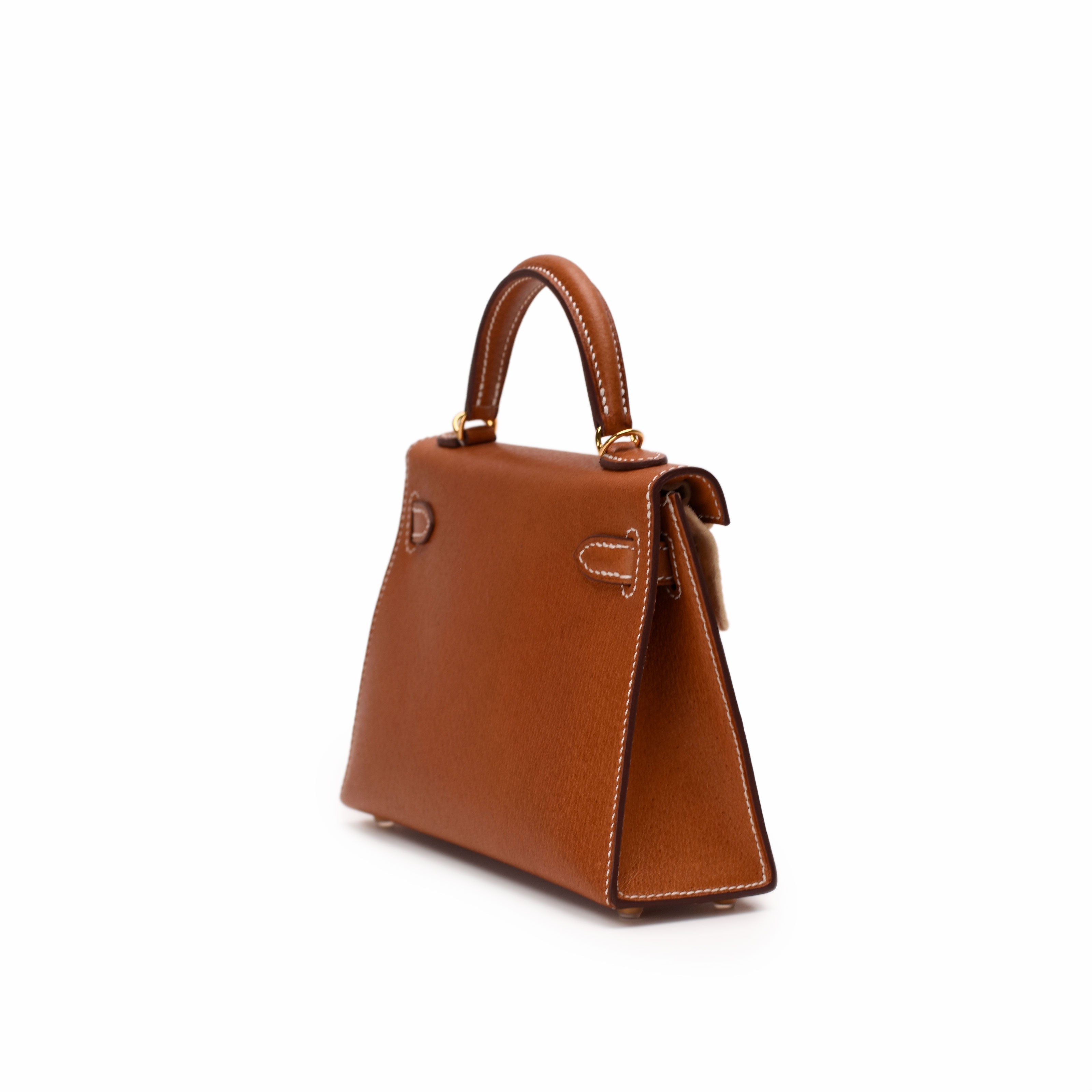 Hermès Mini Kelly Sellier Toffee Porc Leather GHW