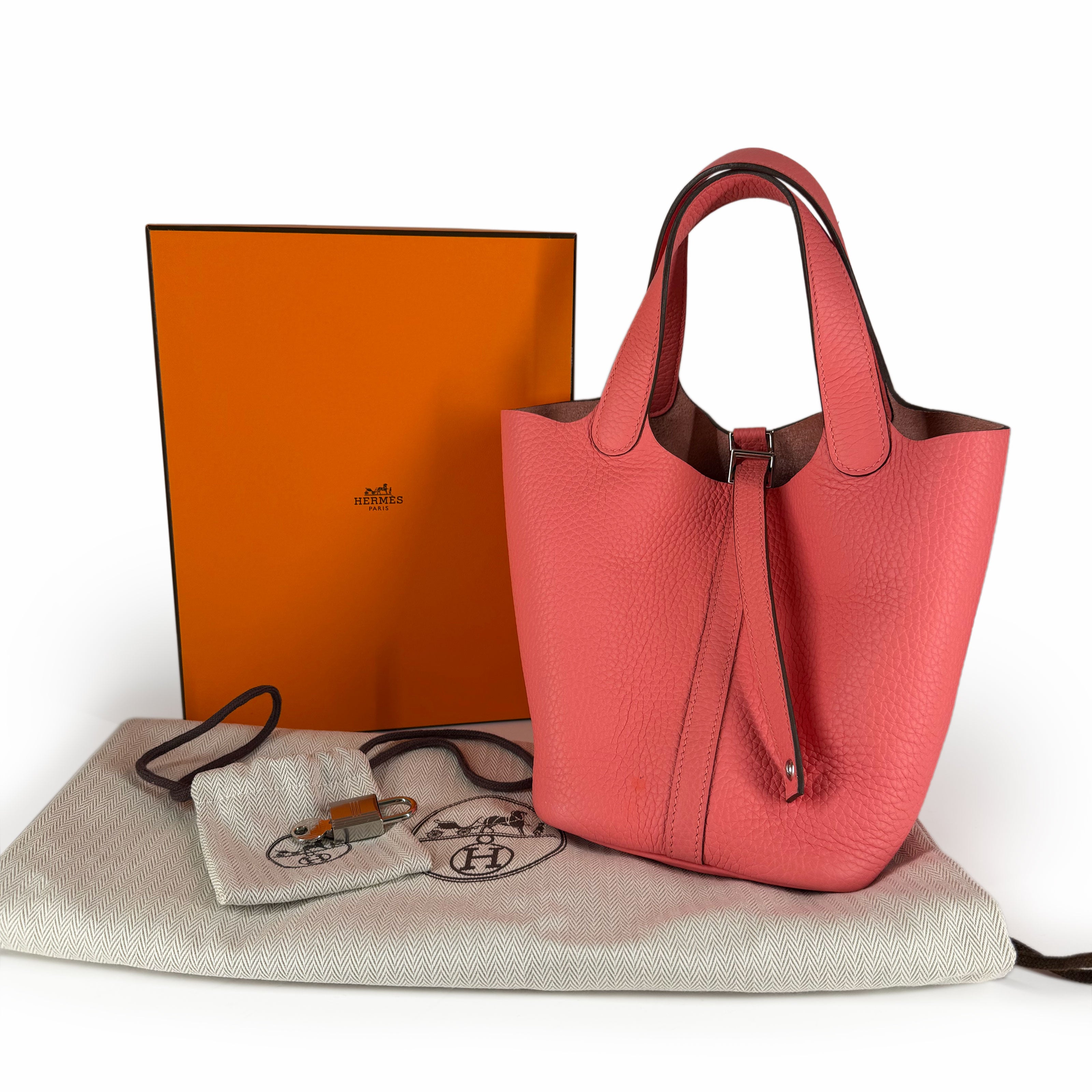 Hermès Picotin 18 Rose Azalee Clemence PHW