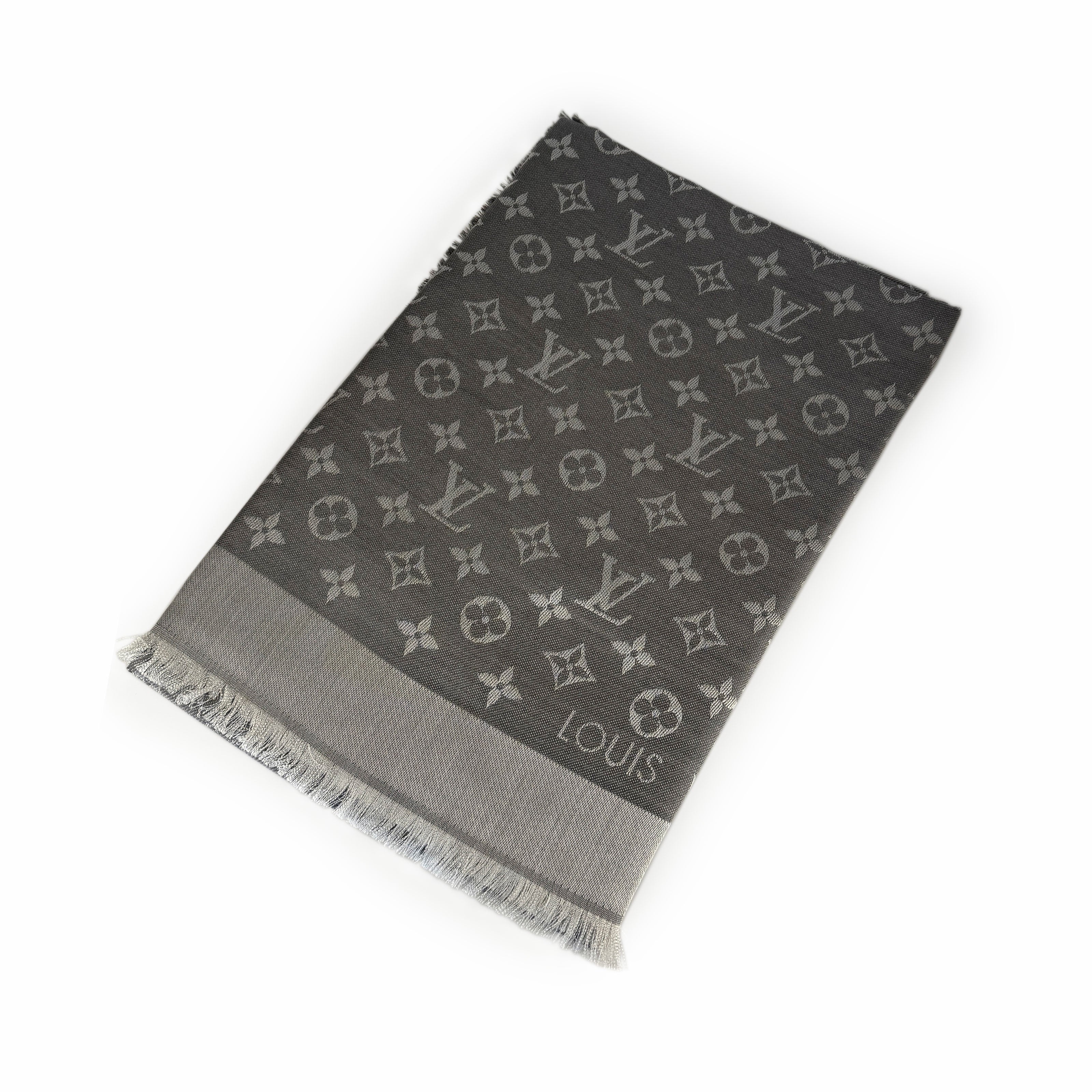 Louis Vuitton Monogram Denim Shawl Pearl Gray