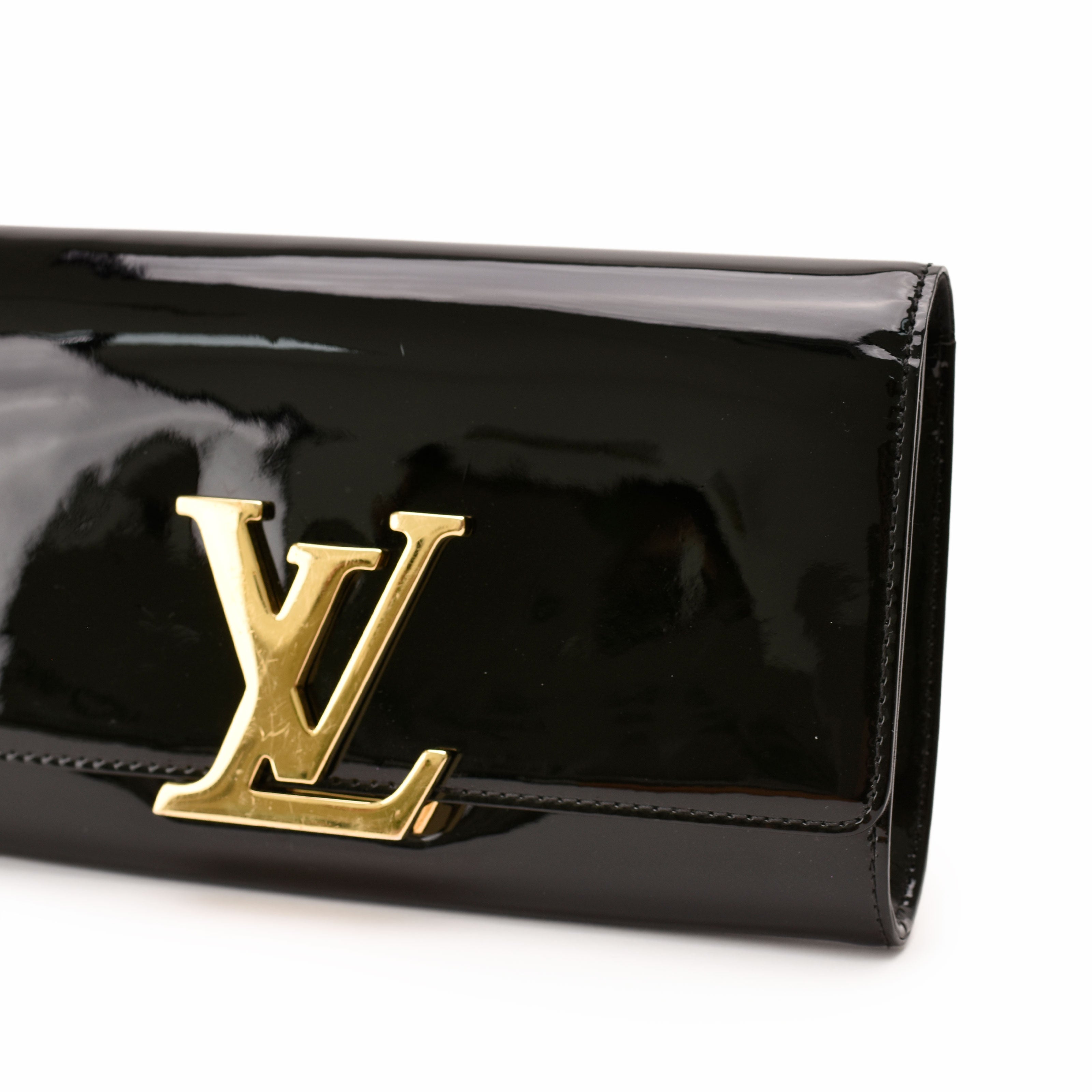 Louis Vuitton Louise Clutch Black Patent Leather