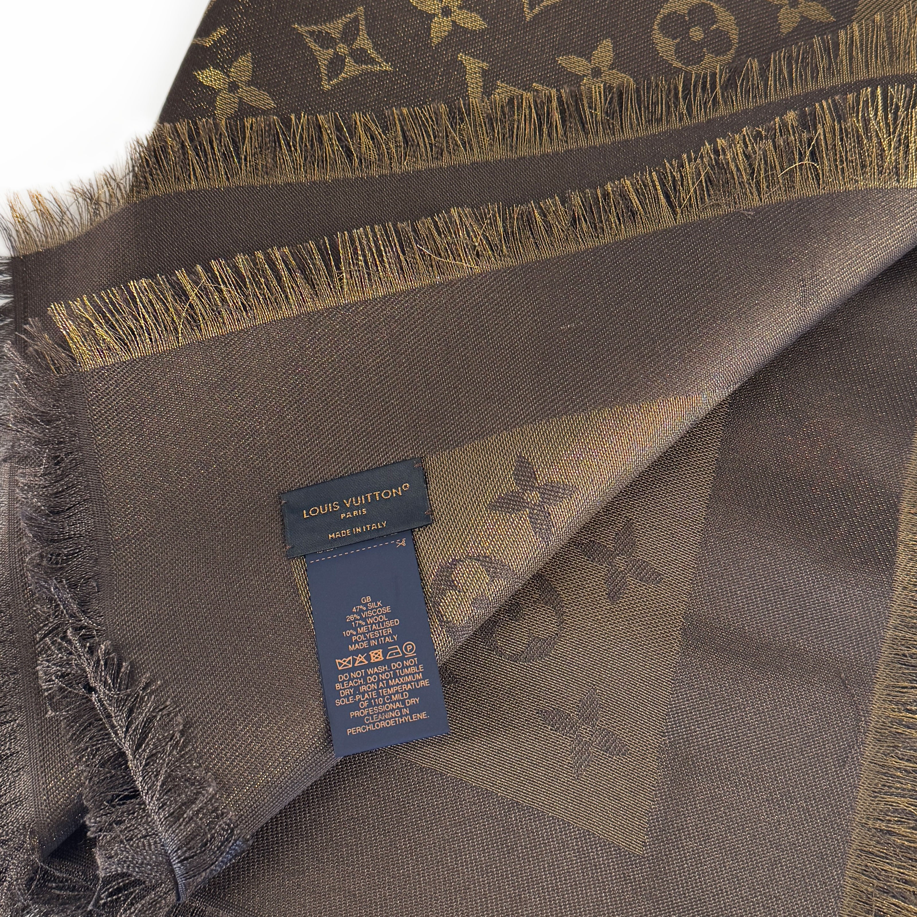Louis Vuitton Monogram Shine Shawl Brown