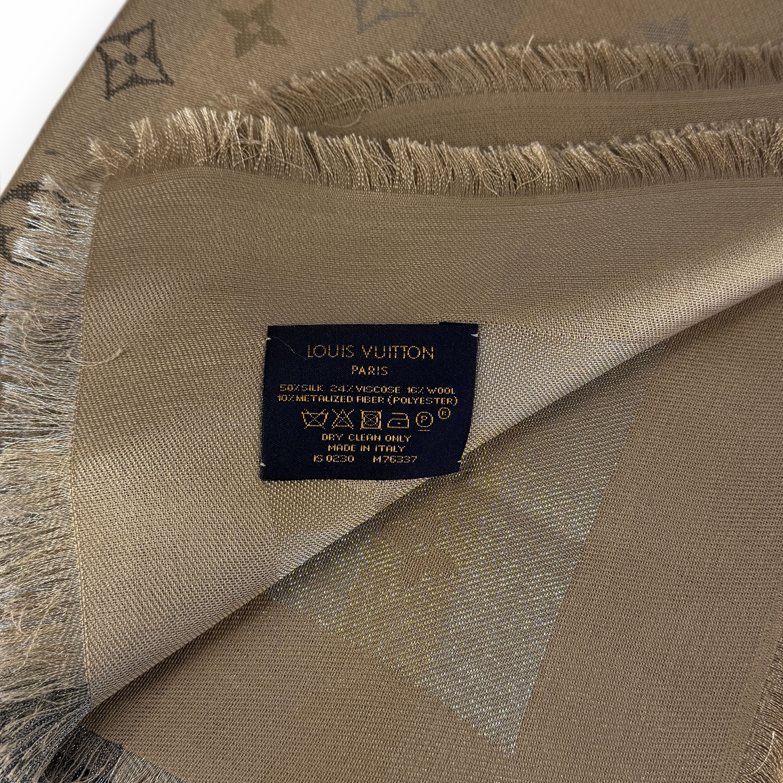 Louis Vuitton So Shine Monogram Shawl Beige
