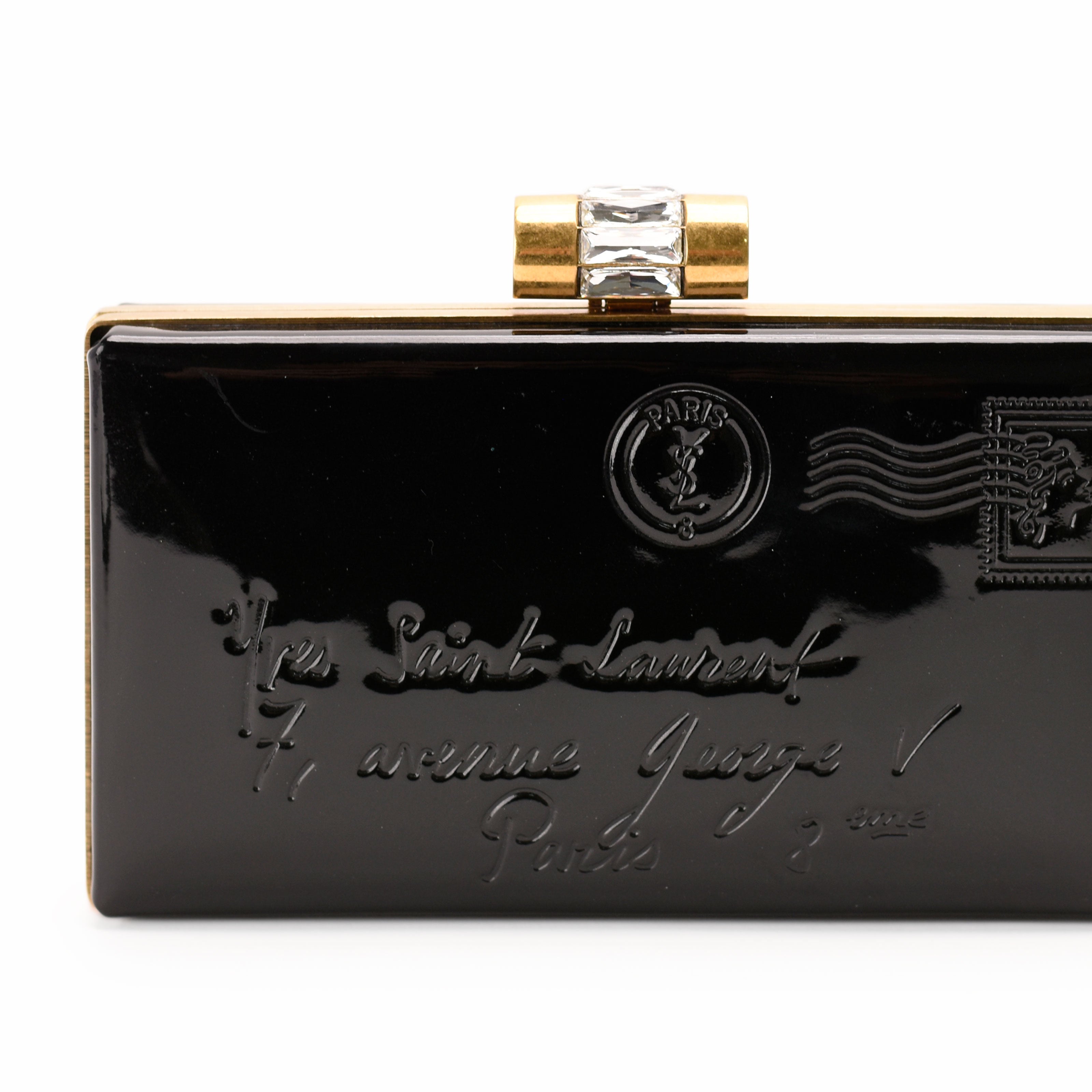 Saint Laurent Black Patent Leather Y Mail Envelope Clutch