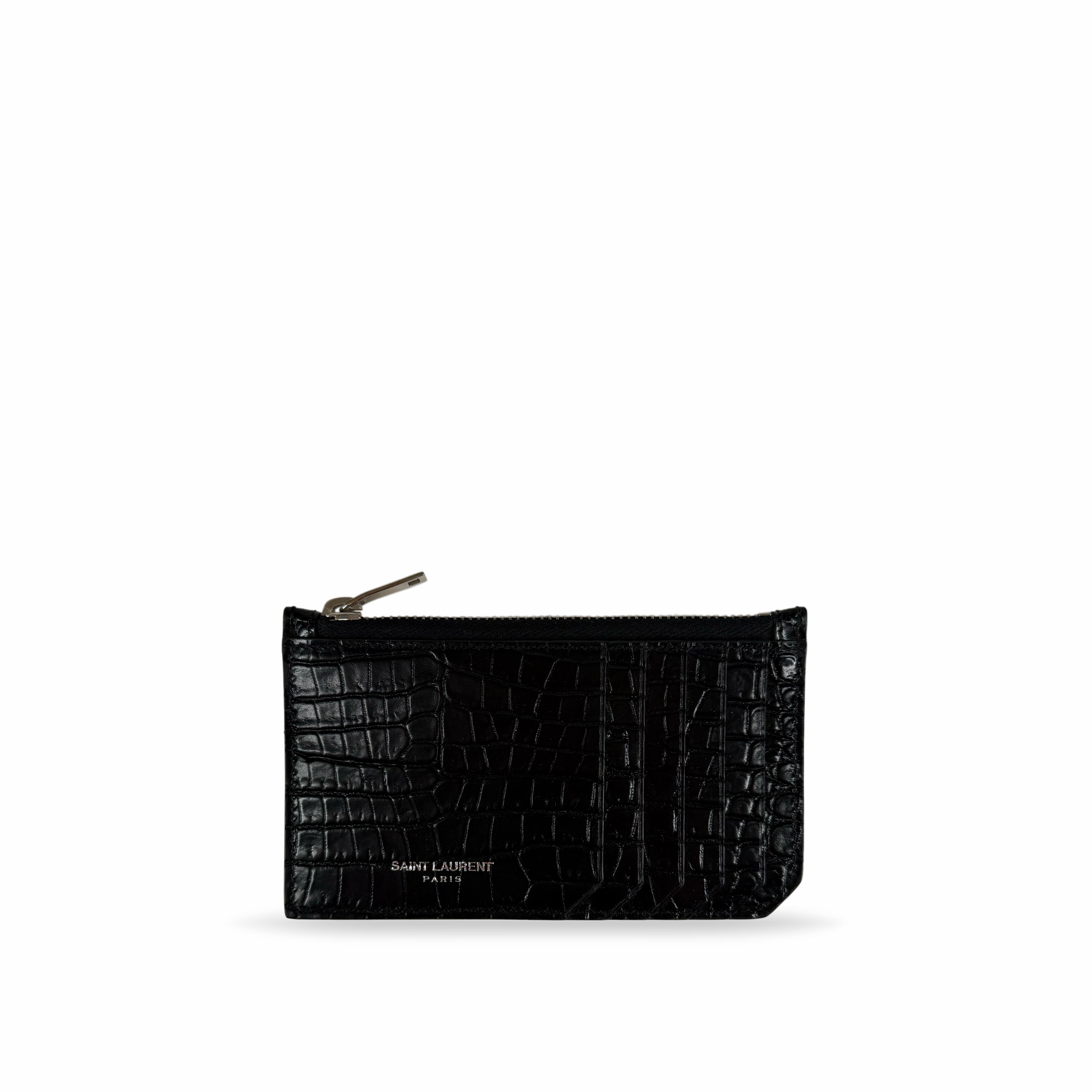 Saint Laurent Paris Zipped Card Case Black