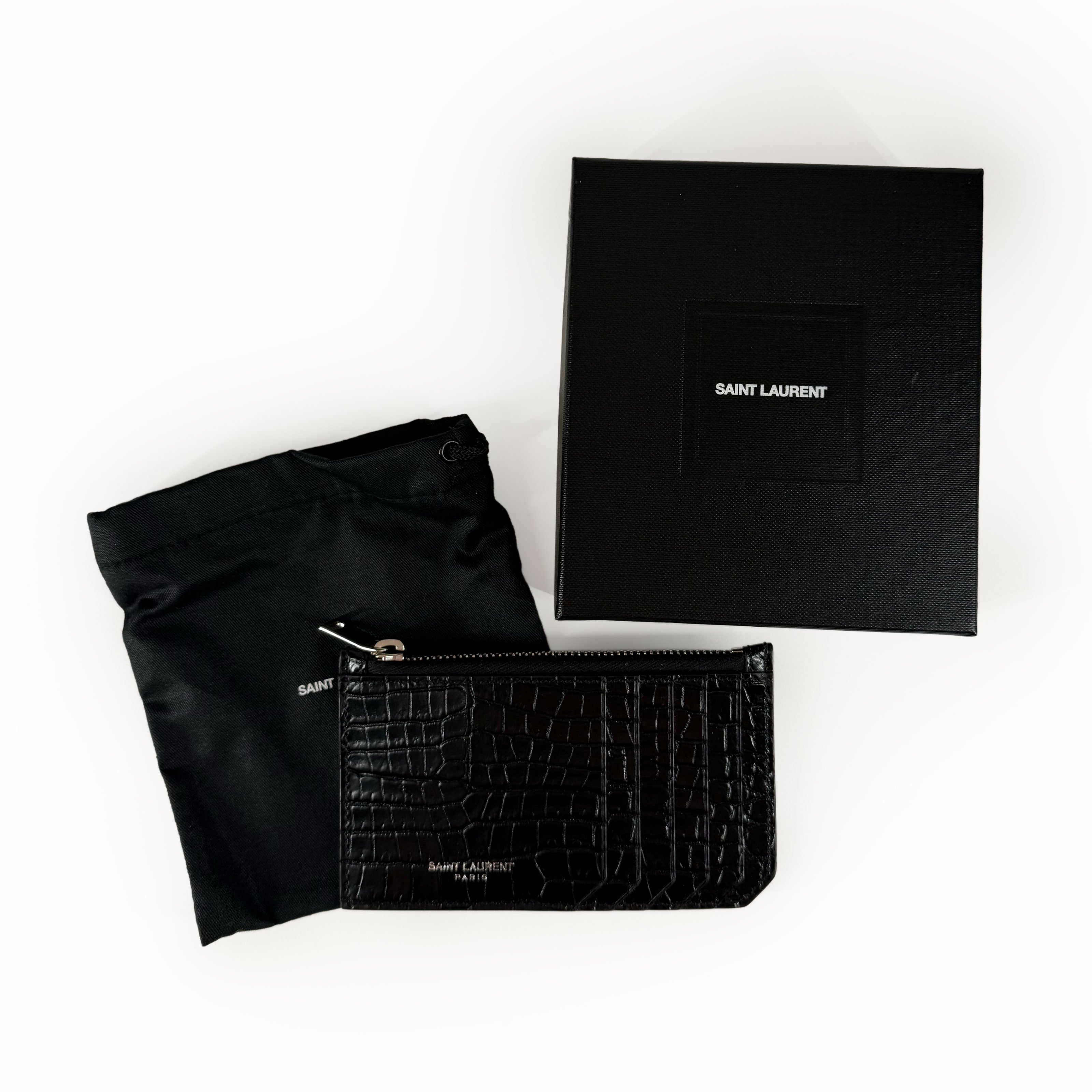 Saint Laurent Paris Zipped Card Case Black