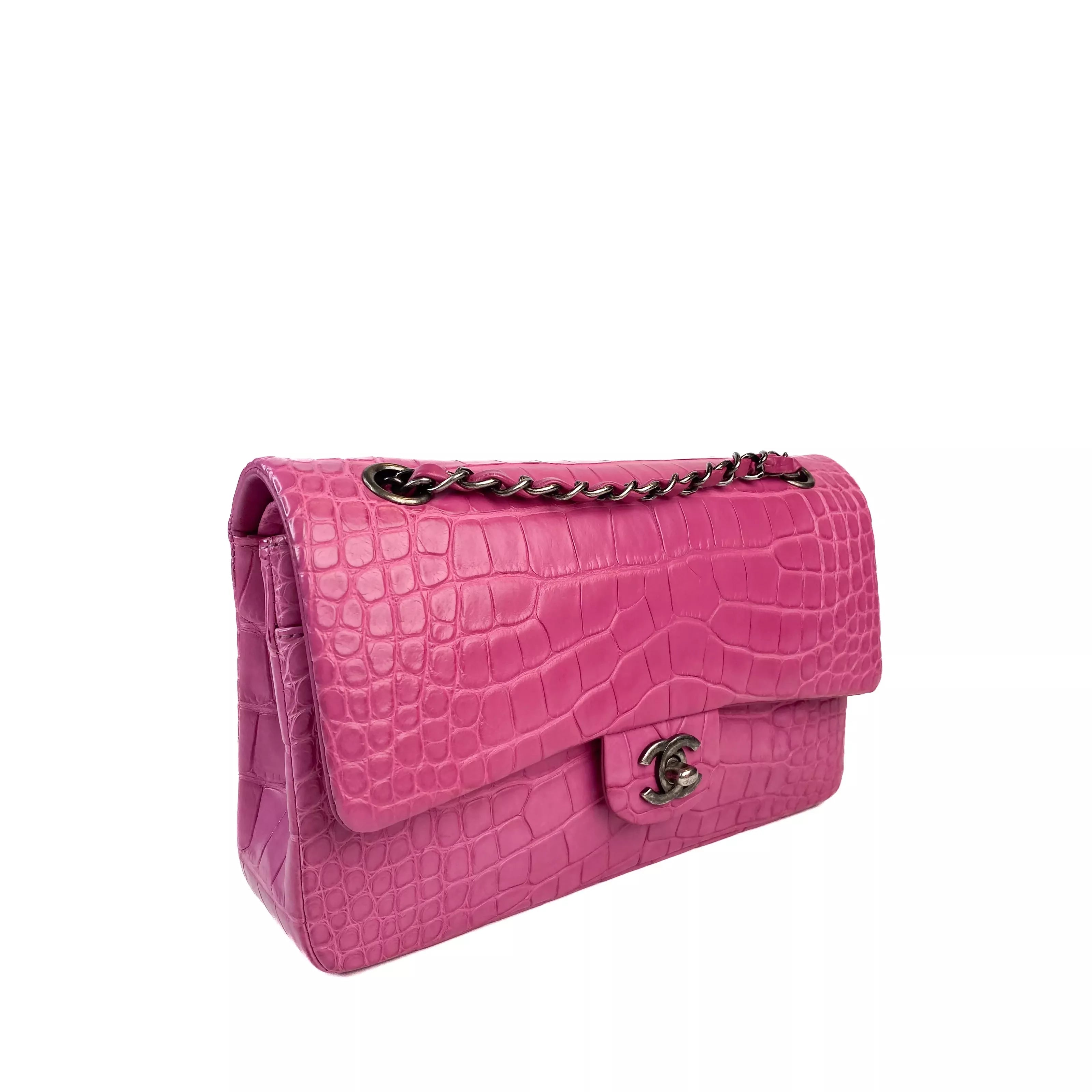 Chanel Timless Medium Double Flap in Pink Alligator SHW 2