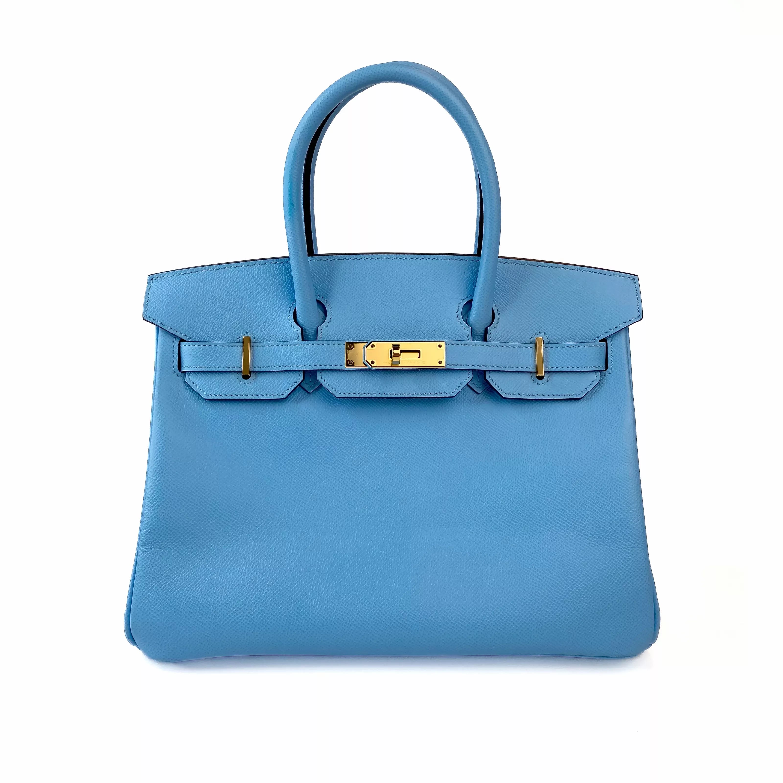 Hermès Birkin 30 in Blue Zanzibar Togo Leather with Gold Hardware Front