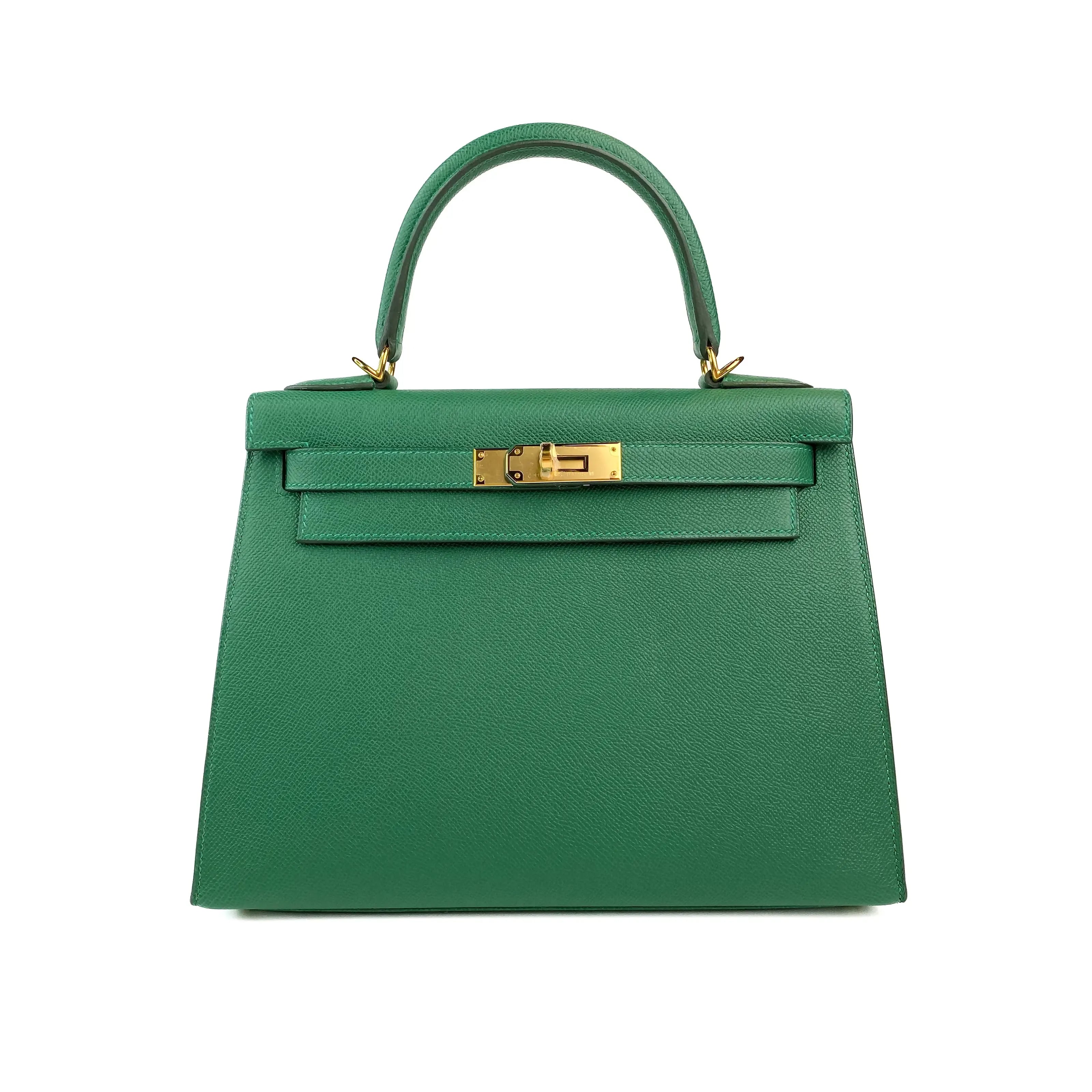 Hermes Kelly 28 Sellier in Vert Vertigo Epsom Leather GHW